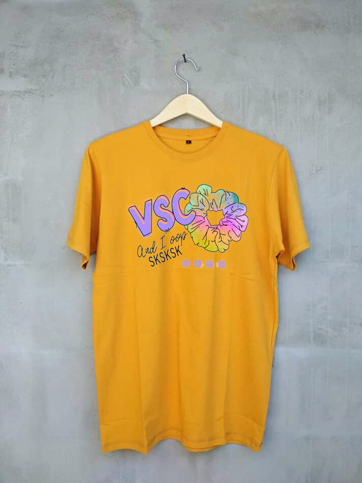 VSCO Girl SKSKSK Scrunchie Tshirt Yellow